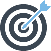 Strengthen human defenses icon - blue target representing goal
